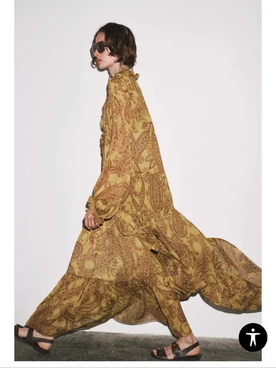 Zara Mustard Paisley Maxi Dress - Picture 3 of 3